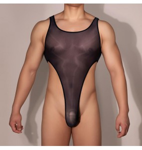 Feeetmoi - Men's Sheer Bodysuit (Black)